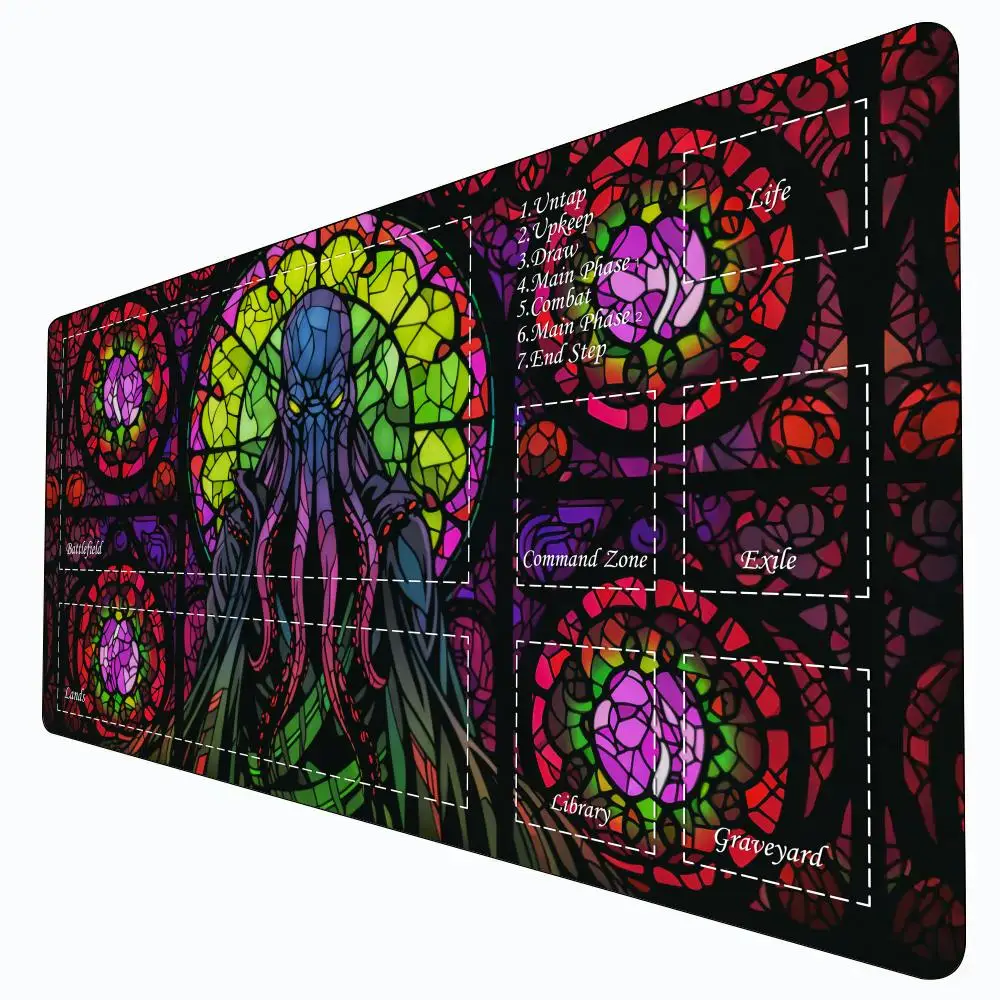 Play Mat Neoprene - マジックプレイマット カードゲームマット ゾーン付き カラーガラス風 イラスト入り mtg