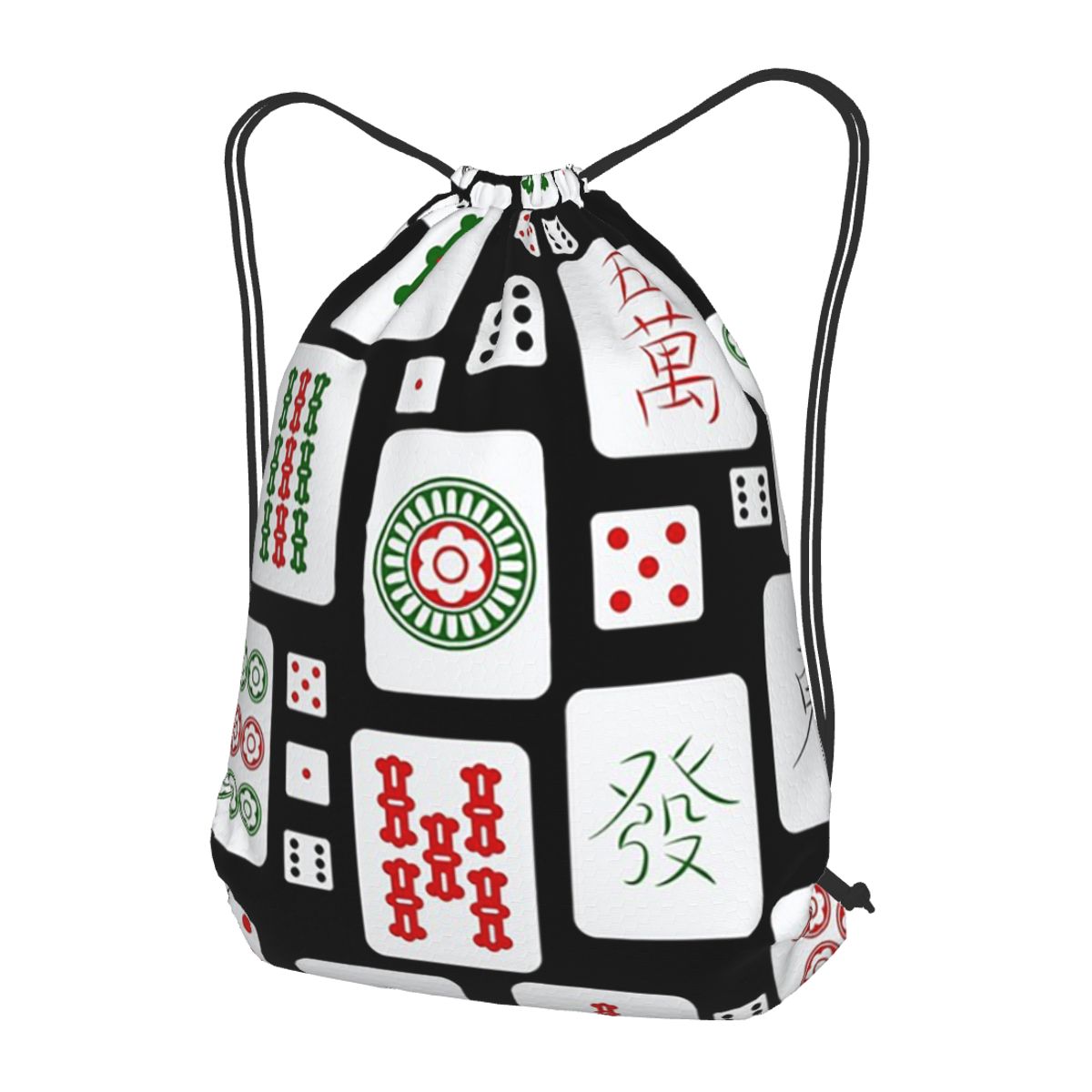 Tile Bag Drawstring - 麻雀牌ゲームダイスバックパックカジュアル巾着バンドルポケット雑貨バッグ旅行学生用ブックバッグ