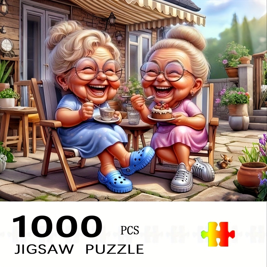 Jigsaw Puzzle Adult - 1000ピース おばあちゃんのアフタヌーンティー ジグソーパズル - 大人向け大型紙製パズルおもちゃ、家族で楽しめるゲーム、DIYホームデコレーション、チャ