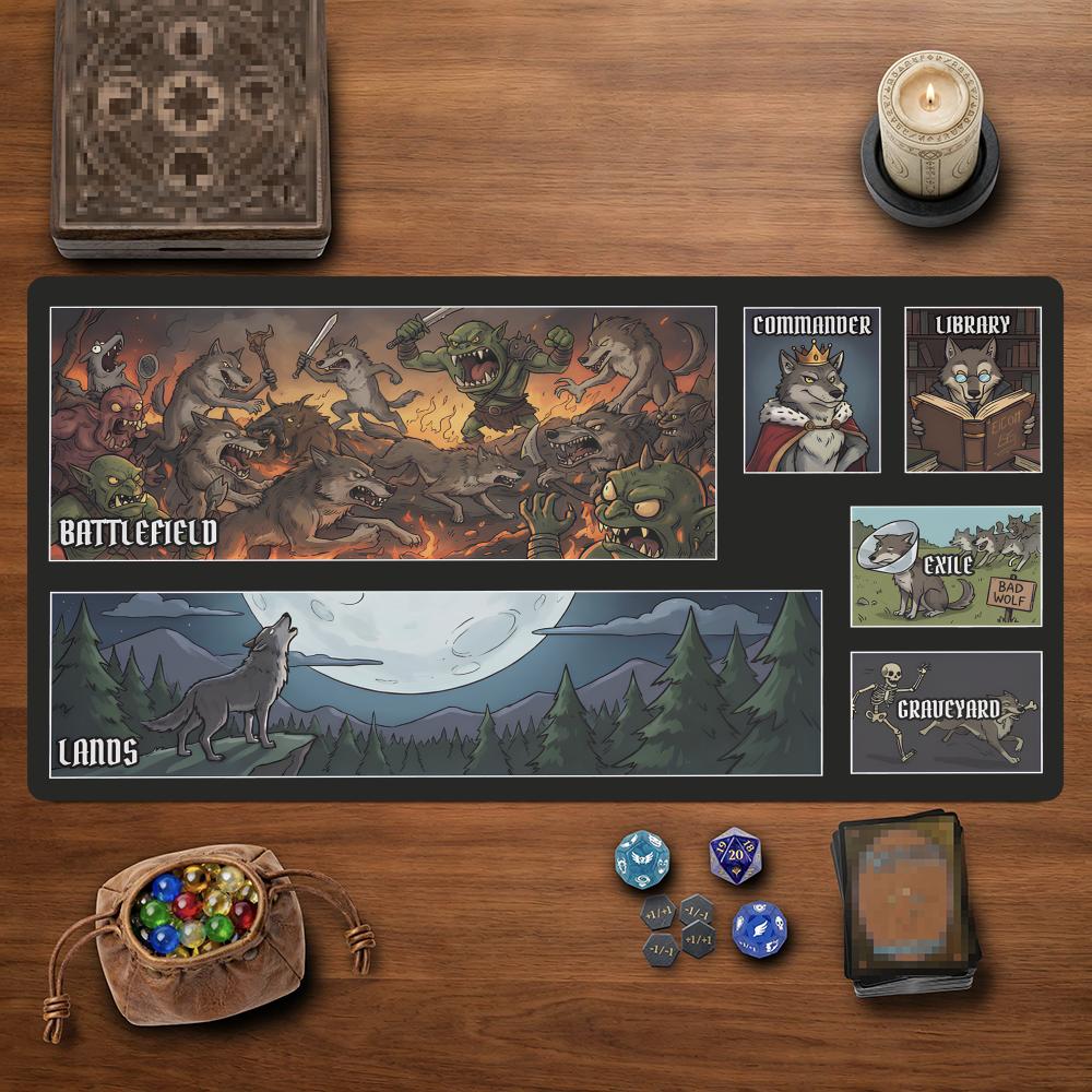 Play Mat Neoprene - 狼男部族 MTG&TCG テーブルトップゲームマット マジックパーティープレイマット ゲーマー用耐久性のあるゴム製ゲーム用マット 35X60cm