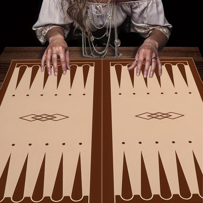 Board Game Hotel - 1pc ブラウンバックギャモンボードプリントタロットテーブルクロスゲームナイト用ホームデコレーション儀式祭壇用 75x75cm 90x90cm