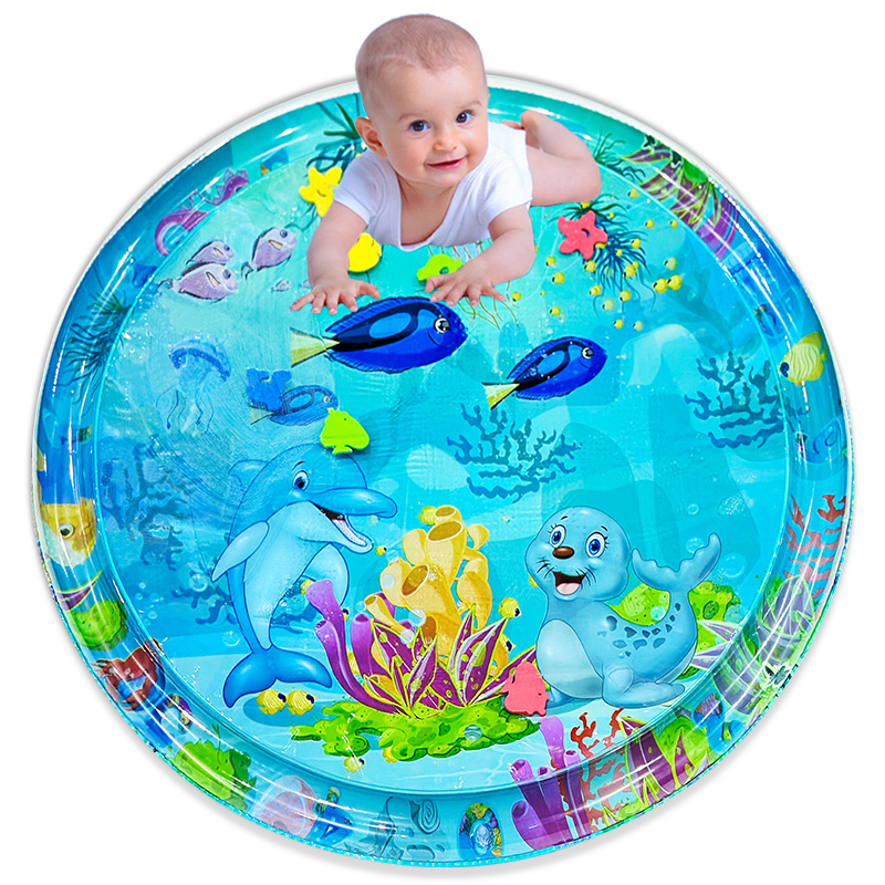 Play Mat Neoprene - 1pc 100 センチメートル大赤ちゃん遊び水マットイルカシールパターン PVC インフレータブルラウンドプレイマットクッションキッズギフト