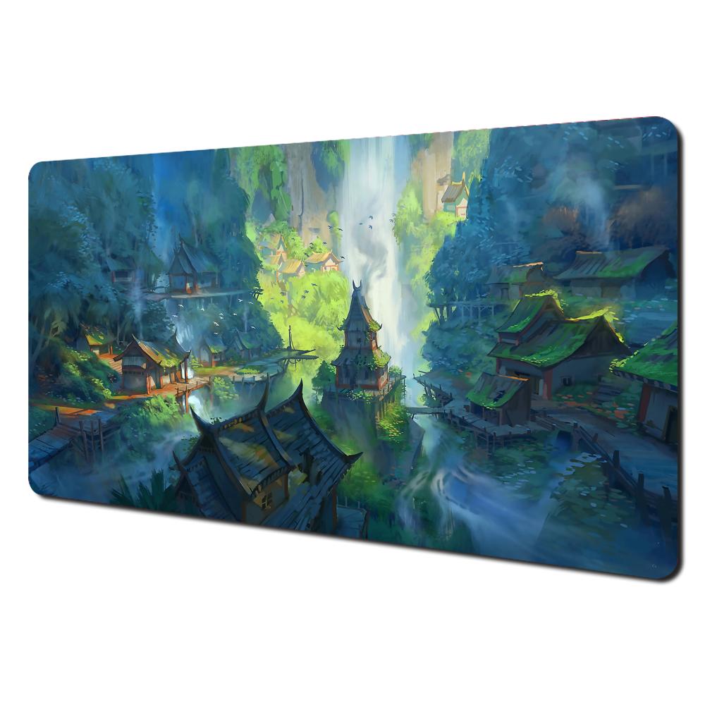 Play Mat Neoprene - 神秘の森の秘密領域 TCG プレイマット 35X60CM マジックカードバトルマット 滑り止め加工