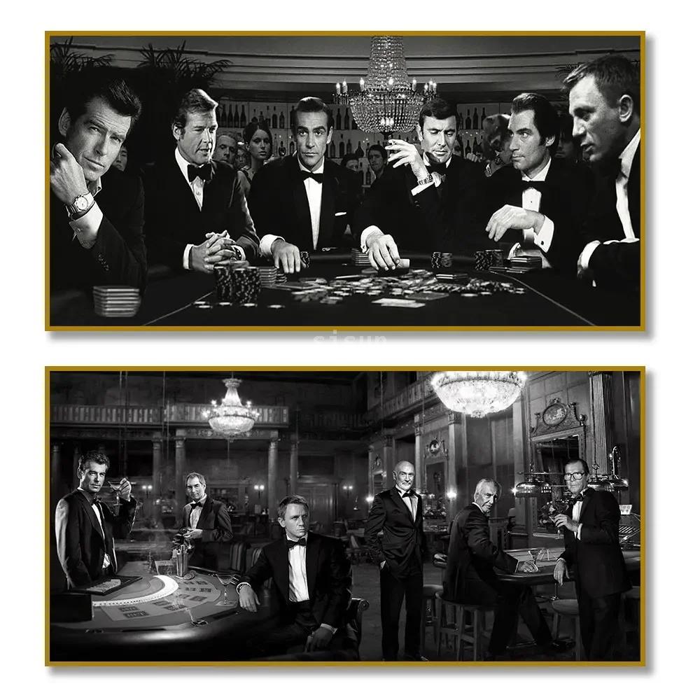 Board Game Hotel - スパイ映画クラシックポーカーキャンバスアートジェームズ・ボンド映画ポスターリビングルームの寝室の家の装飾
