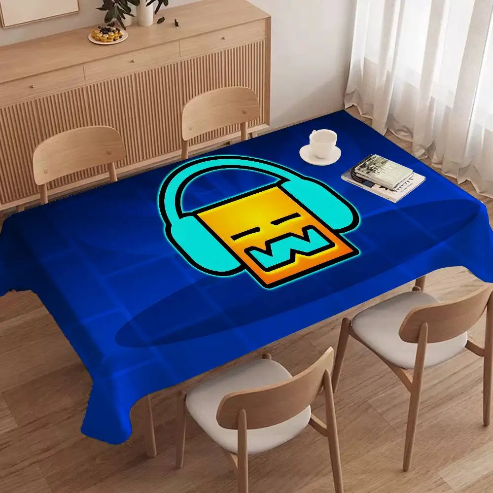 Board Game Hotel - ジオメトリダッシュビデオゲームテーブルクロステーブルカバークリスマスピクニックパーティー誕生日結婚式防水デスククロステーブル装飾
