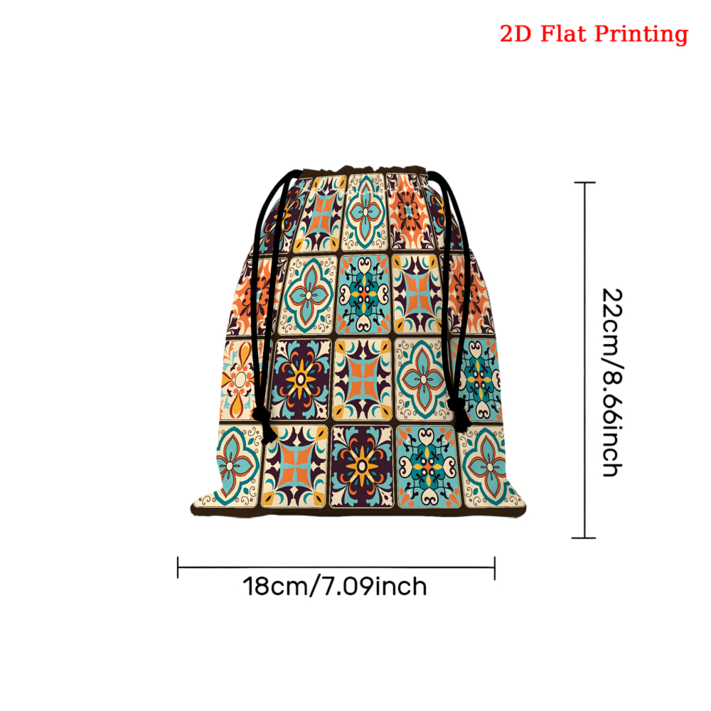 1pc ヴィンテージ幾何学的なタイルパターン巾着バッグ多色花 - Tile Bag Drawstring のレビューと価格