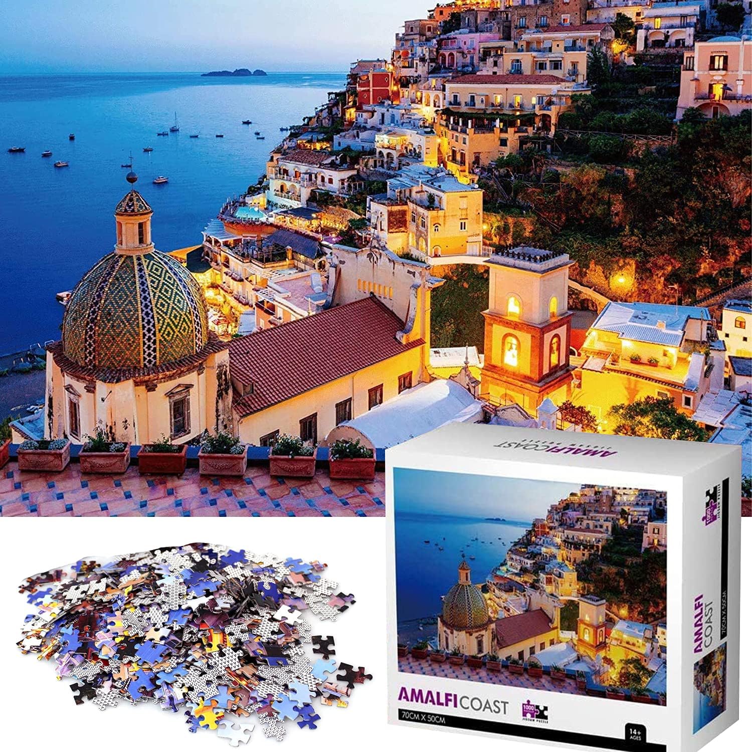 海、イタリア、アマルフィ海岸の美しい景色、10代と大人のため - Jigsaw Puzzle Adult のレビューと価格
