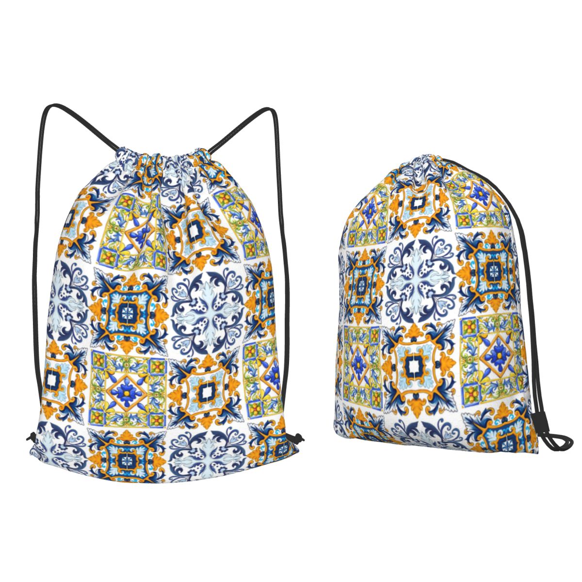 シチリアタイルのコピー、地中海、モザイク、装飾的なバックパッ - Tile Bag Drawstring のレビューと価格