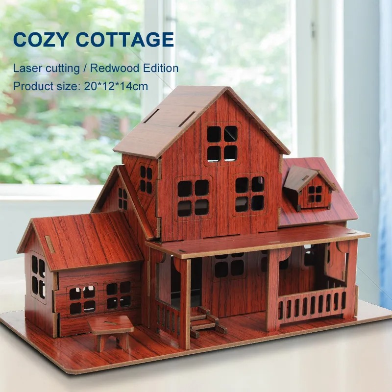 3D木製パズルモデルゲームコージーコテージDIY手作り機械式 - Jigsaw Puzzle Adult のレビューと価格