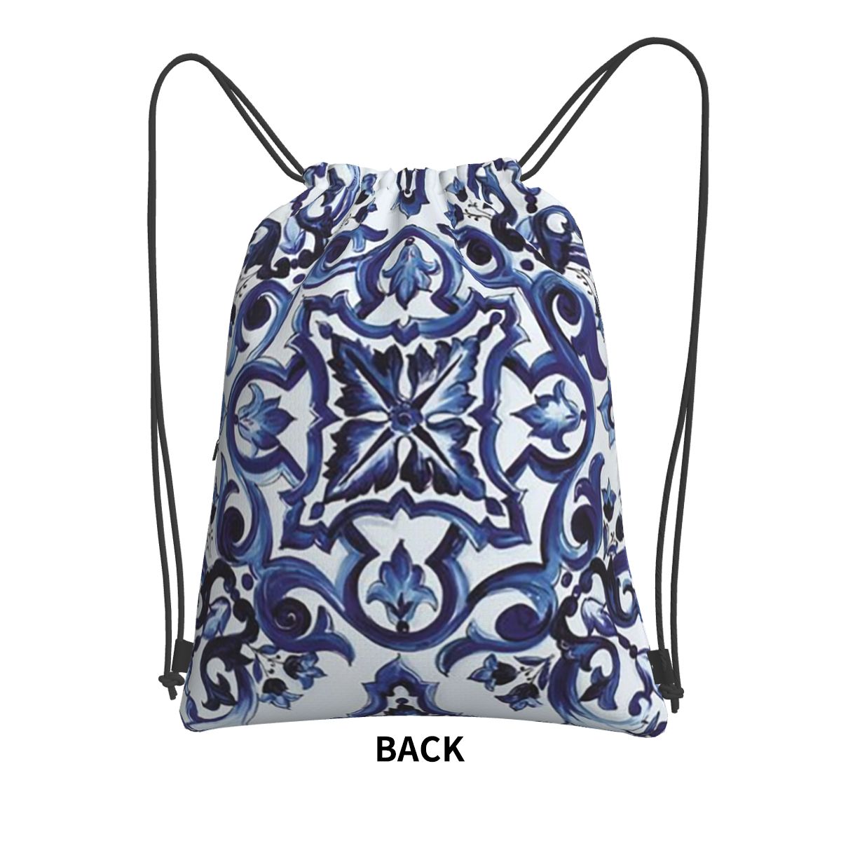 ブルー装飾花柄地中海シチリアタイルバックパックポータブル巾着 - Tile Bag Drawstring のレビューと価格
