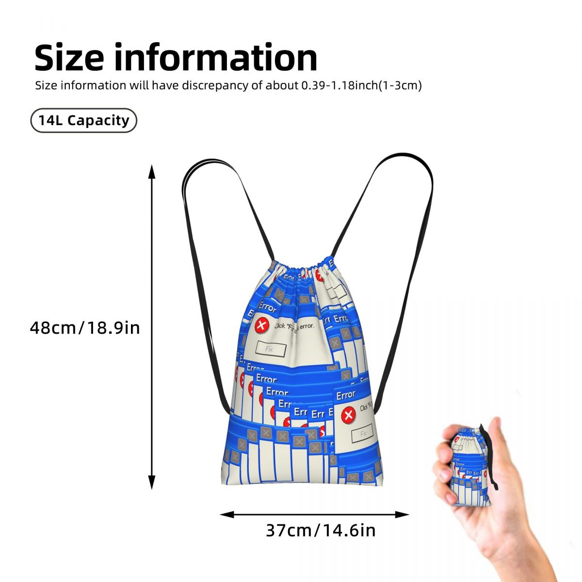 Windows XPエラー柄タイル柄巾着バックパック スポー - Tile Bag Drawstring のレビューと価格