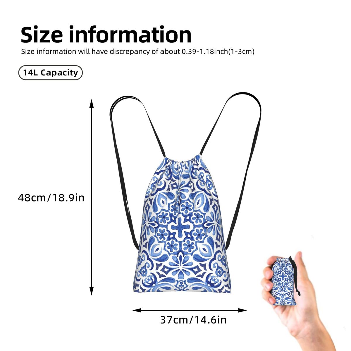 地中海モザイクタイル アズレホス 巾着バックパック スポーツ - Tile Bag Drawstring のレビューと価格