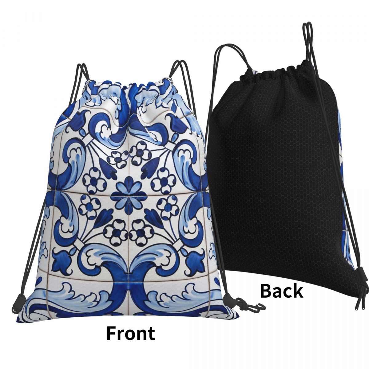 アンティーククラシックリスボンブルーアズレホタイル花柄バック - Tile Bag Drawstring のレビューと価格