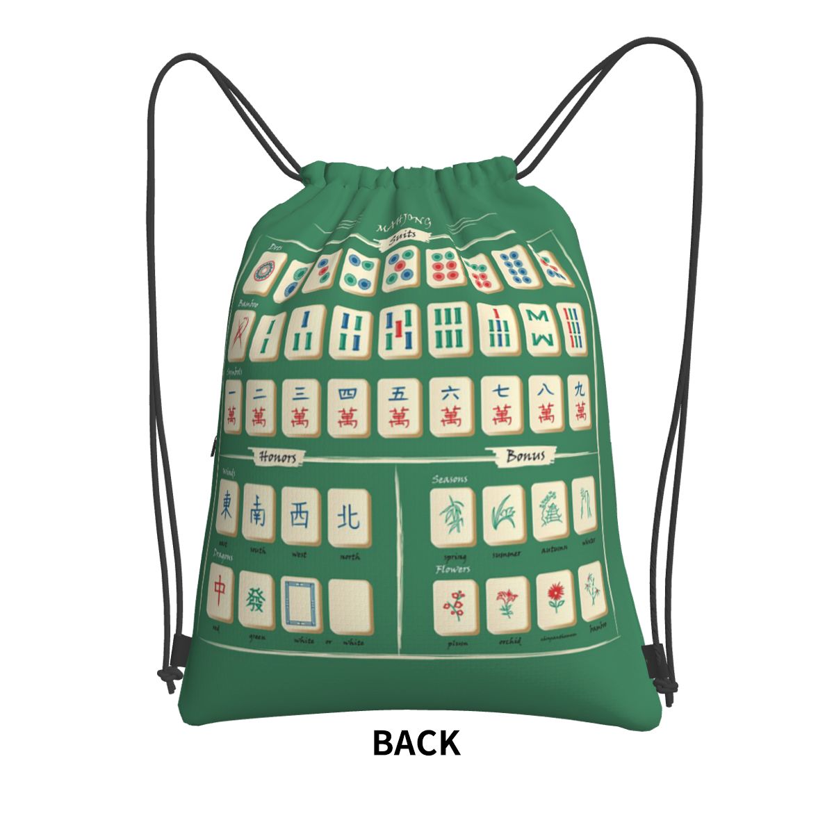 麻雀牌模様のバックパック カジュアル巾着バンドルポケット シ - Tile Bag Drawstring のレビューと価格