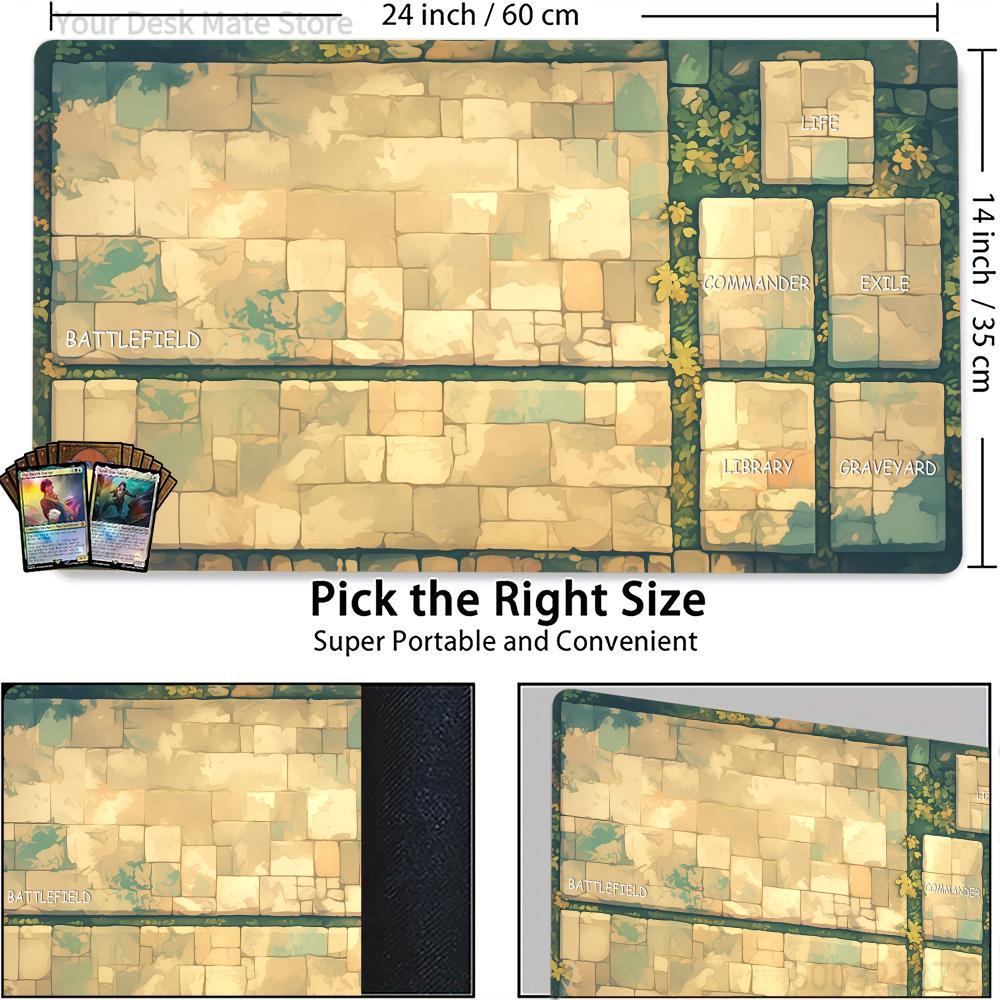 レトロな石レンガ柄のMTGプレイマット、縁が縫い付けられた滑 - Play Mat Neoprene のレビューと価格