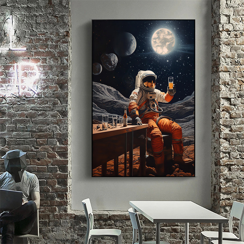 モダンな宇宙飛行士のポスター,ビール,月,バー,キャンバスの - Board Game Hotel のレビューと価格