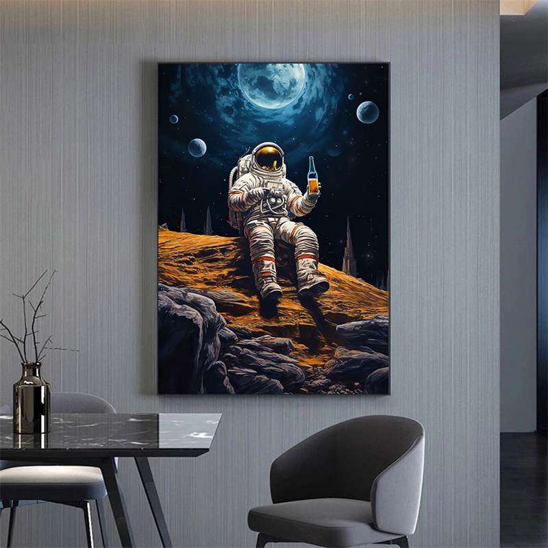 モダンな宇宙飛行士のポスター,ビール,月,バー,キャンバスの - Board Game Hotel のレビューと価格